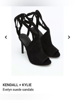 Kendall + Kylie "Evelyn" Black Suede Ankle-Tie Sandals US 5.5